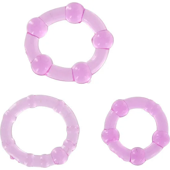 Seven Creations - Set Med Tre Lila Silikonpenisringar