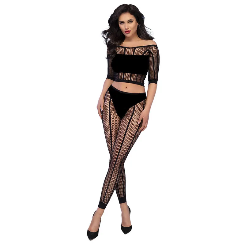 Chilirose CR 4647 Spetstopp & Leggingsset – Svart – Storlek S/M