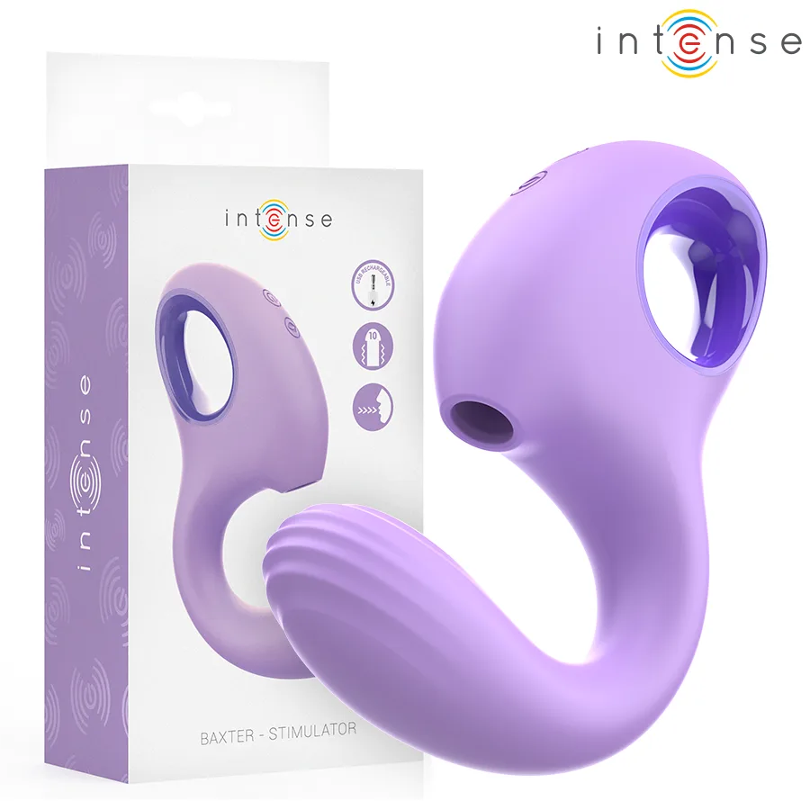 Intense - Baxter Dubbel Sugkraft & Vibrationsstimulator | Violett