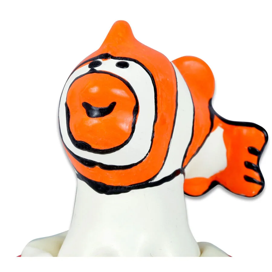 Condomerie – Handmålad Novelty Kondom med Fisk Orange Design