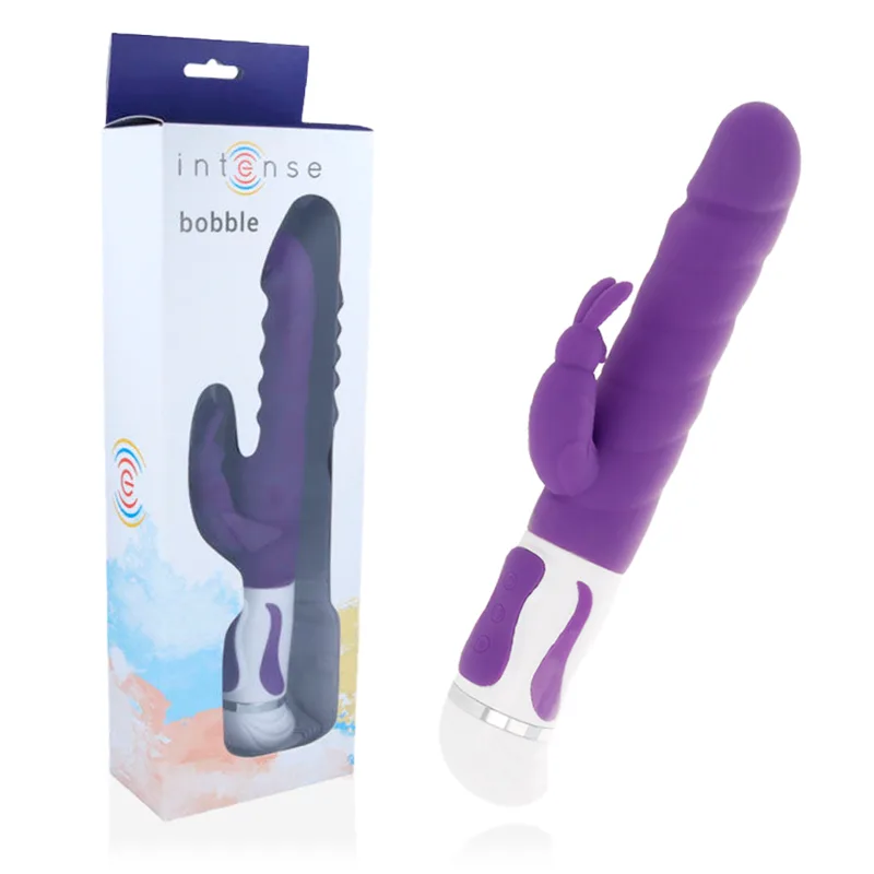 Intense Bobble Roterande Rabbit Vibrator – Lila | Kroppssäkert Silikon Dubbelstimulerande