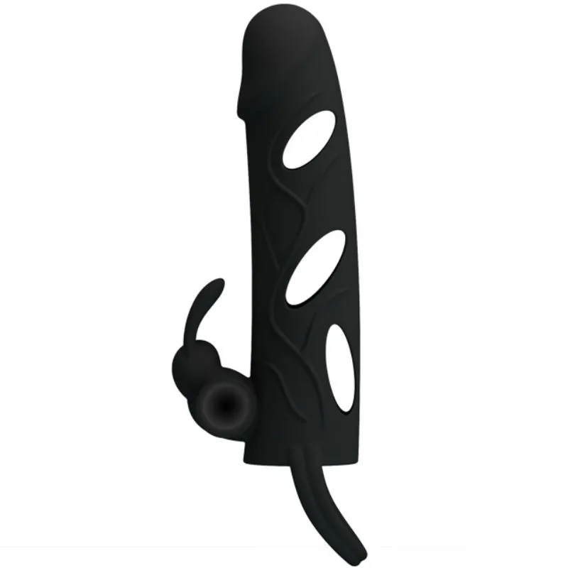 Pretty Love - Vibrerande Penisöverdrag i Silikon med Klitorisstimulator 14 cm