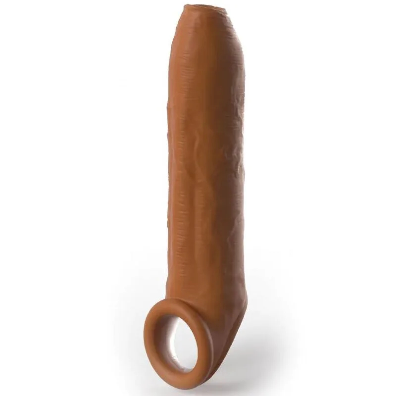Pipedream Fantasy X-Tensions Elite Uncut Penis Sleeve with Ball Strap 17.78 cm – Caramel
