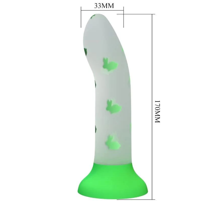 Pretty Love Magical Nightfall Lysande Grön Silikondildo – Icke-vibrerande Lysande-i-Mörkret Njutningsleksak