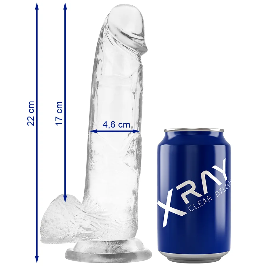 X Ray Klar Realistisk Dildo med Testiklar – 22 cm Längd x 4,6 cm Diameter