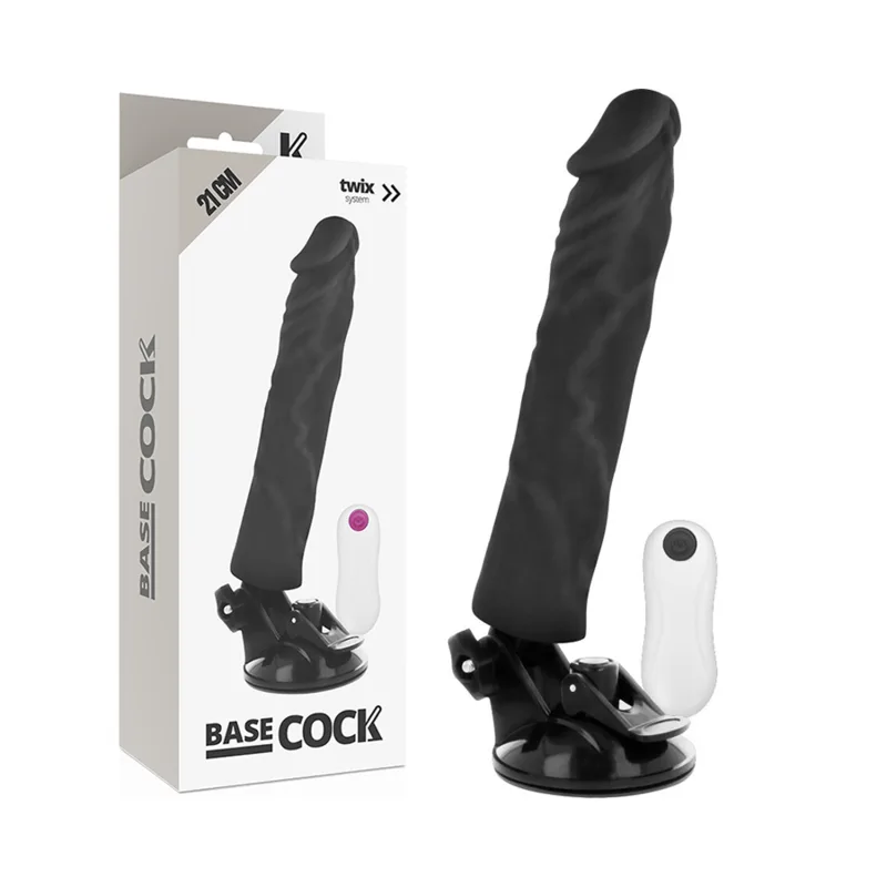 Basecock Realistisk Vibrerande Dildo med Fjärrkontroll – Svart, 21 cm x 4 cm