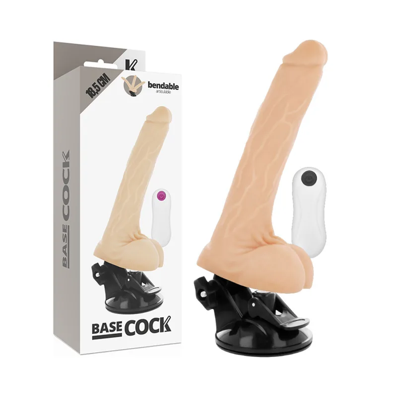 Basecock Realistisk Artikulerande Fjärrkontrollvibrerande Dildo – Flesh – 18,5 cm x 4 cm