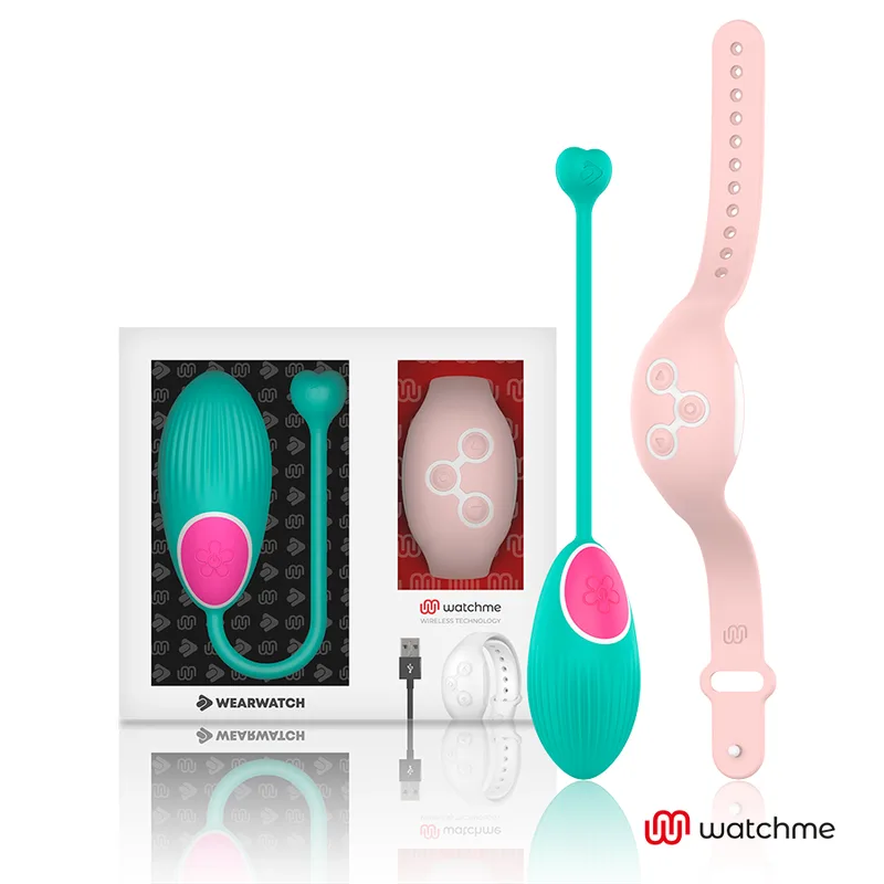 Wearwatch Fjärrstyrd Vibrerande Äggvibrator – WatchMe Trådlös Teknologi – Aquamarine & Rosa