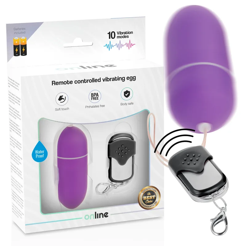 Online Remote Control Vibrating Egg - Large, Purple