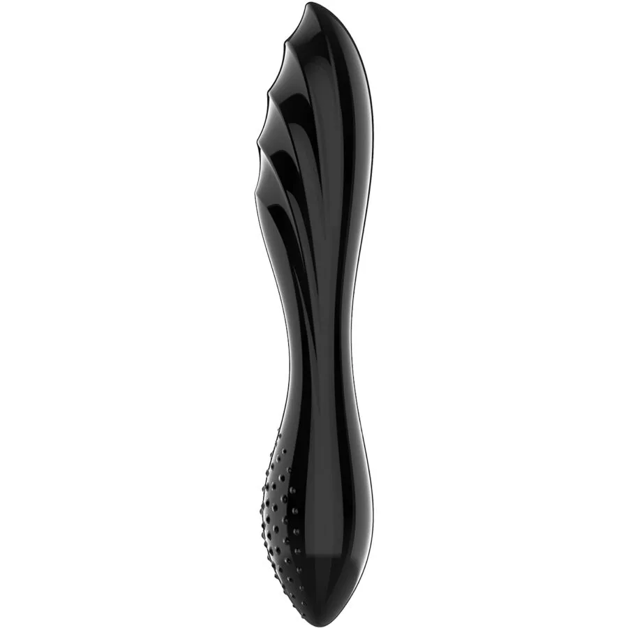 Satisfyer Dazzling Crystal Black – Dubbeltexturerad dildo i borosilikatglas