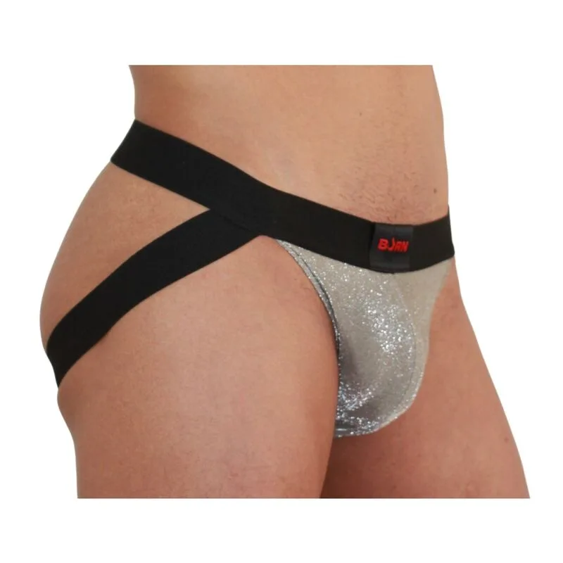 BURN 001 Jock Shiny Herr Jockstrap – Beige/Svart, Storlek XL