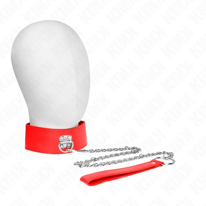 Kink - Collar Necklace with Wide Red Adjustable Strap 65 CM | Adjustable 33.5–41 CM x 5 CM