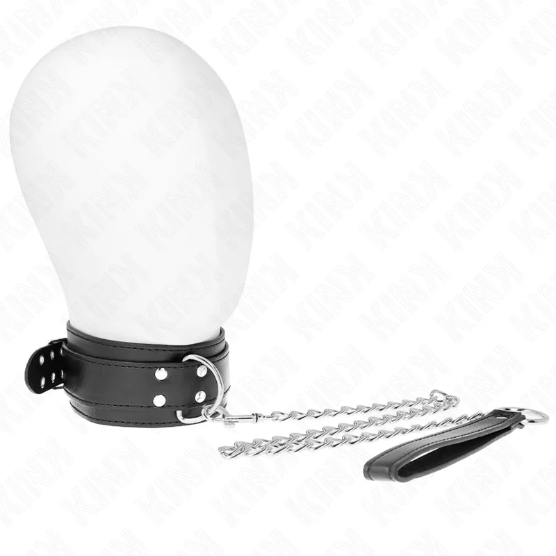 Kink - Justerbart BDSM-halsband med 65 cm koppel & silverspännen – Passar 33–46 cm, 5,5 cm bredd