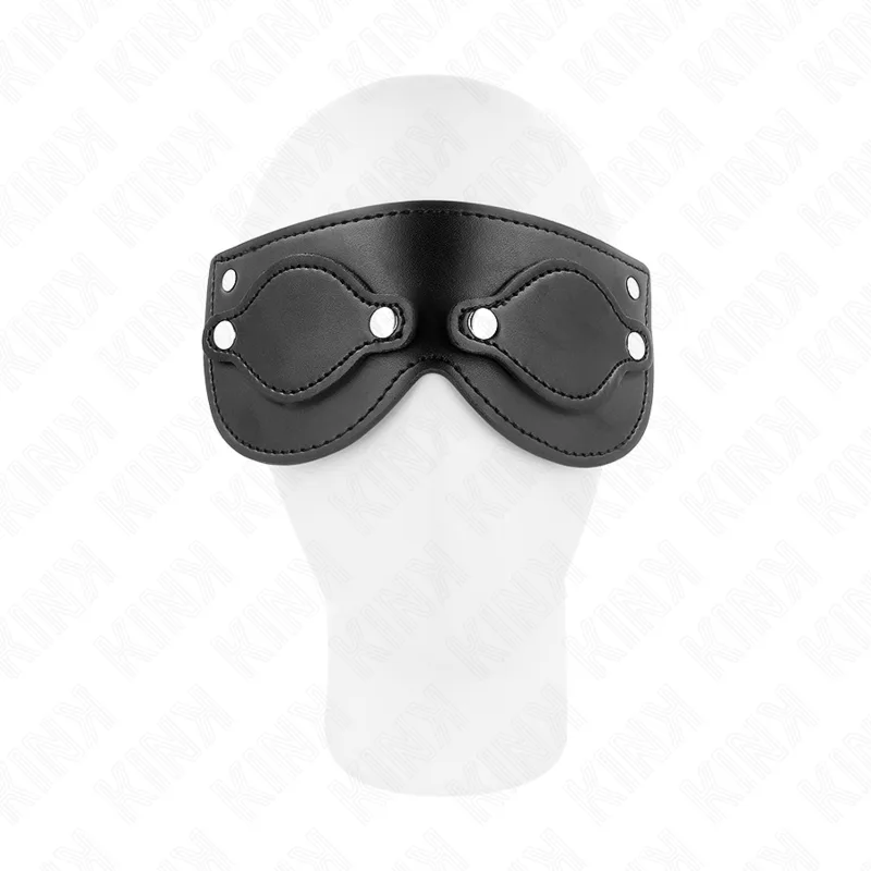 Kink Leatherette Bondagemask med Avtagbara Ögonlock – 22 x 9 cm