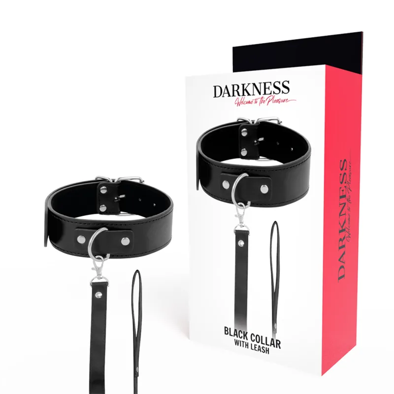 Darkness - Posture Collar with Leather-Style Chain Leash