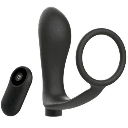 ADDICTED TOYS PENIS RING WITH REMOTE CONTROL ANAL PLUG BLACK RECHARGEABLE