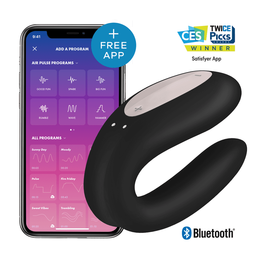 SATISFYER - DOUBLE JOY CON APP BLACK SATISFYER - DOUBLE JOY CON APP BLACK