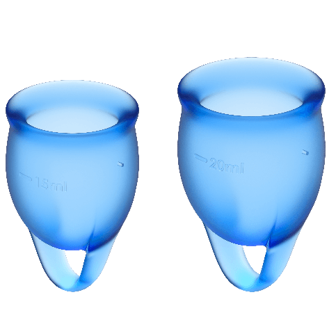 SATISFYER - FEEL CONFIDENT MENSTRUAL CUP DARK BLUE 15 + 20 ML SATISFYER - FEEL CONFIDENT MENSTRUAL CUP DARK BLUE 15 + 20 ML