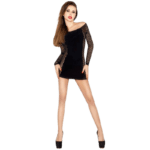 PASSION - WOMAN BS025 BODYSTOCKING BLACK DRESS STYLE ONE SIZE