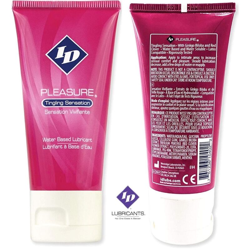 ID PLEASURE - WATER BASED LUBRICANT TINGING SENSATION TRAVEL TUBE 60 ML ID PLEASURE - WATER BASED LUBRICANT TINGING SENSATION TRAVEL TUBE 60 ML