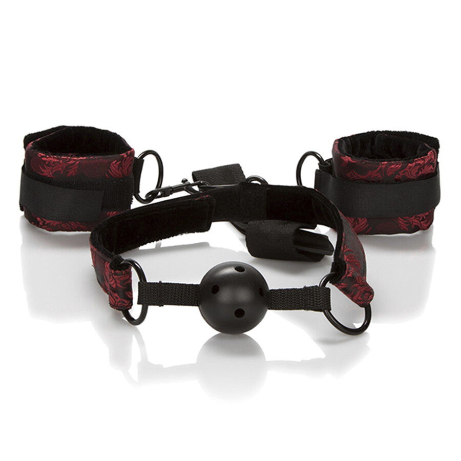 CALEXOTICS - SCANDAL BREATHABLE BALL GAG WITH HANDCUFFS CALEXOTICS - SCANDAL BREATHABLE BALL GAG WITH HANDCUFFS