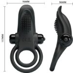 PRETTY LOVE - DOUBLE VIBRATING RING + CLITORIS STIMULATOR 10 VIBRATIONS BLACK - Bild 5