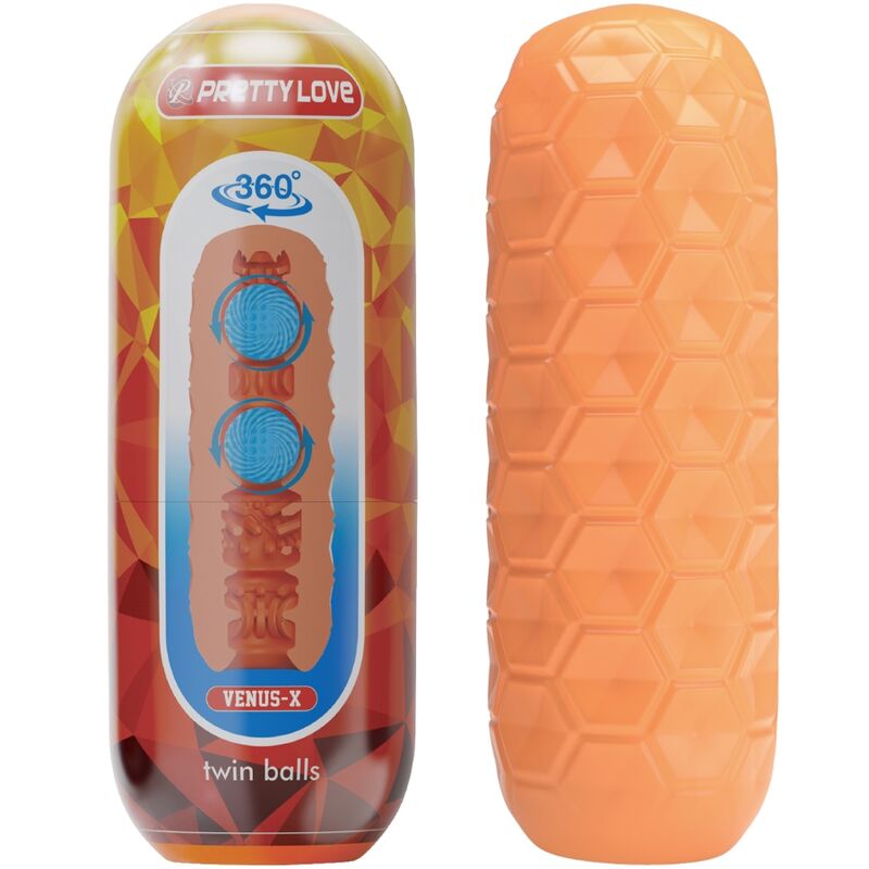 PRETTY LOVE - TWIN BALLS MALE MASTURBATOR ORANGE PRETTY LOVE - TWIN BALLS MALE MASTURBATOR ORANGE