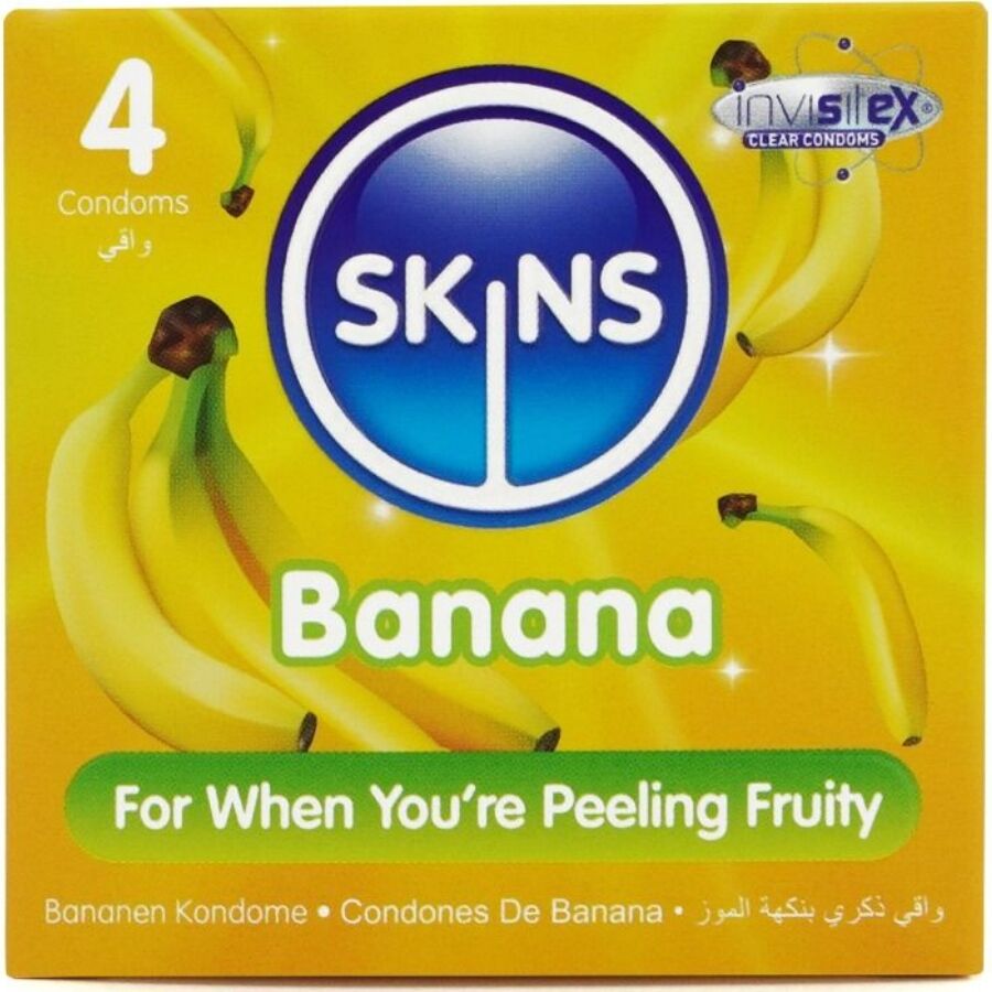 SKINS - BANANA PREMIUM CONDOMS PACK 4 SKINS - BANANA PREMIUM CONDOMS PACK 4