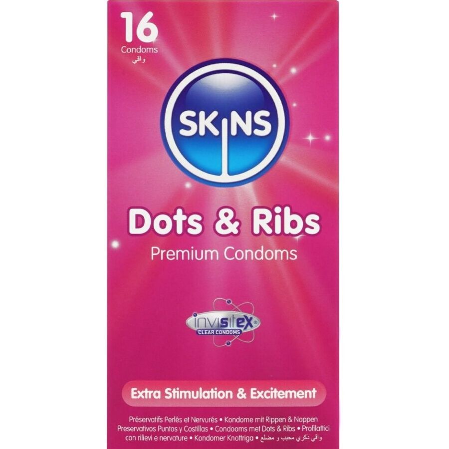 SKINS - DOTS & RIBS PREMIUM CONDOMS PACK 16 SKINS - DOTS & RIBS PREMIUM CONDOMS PACK 16