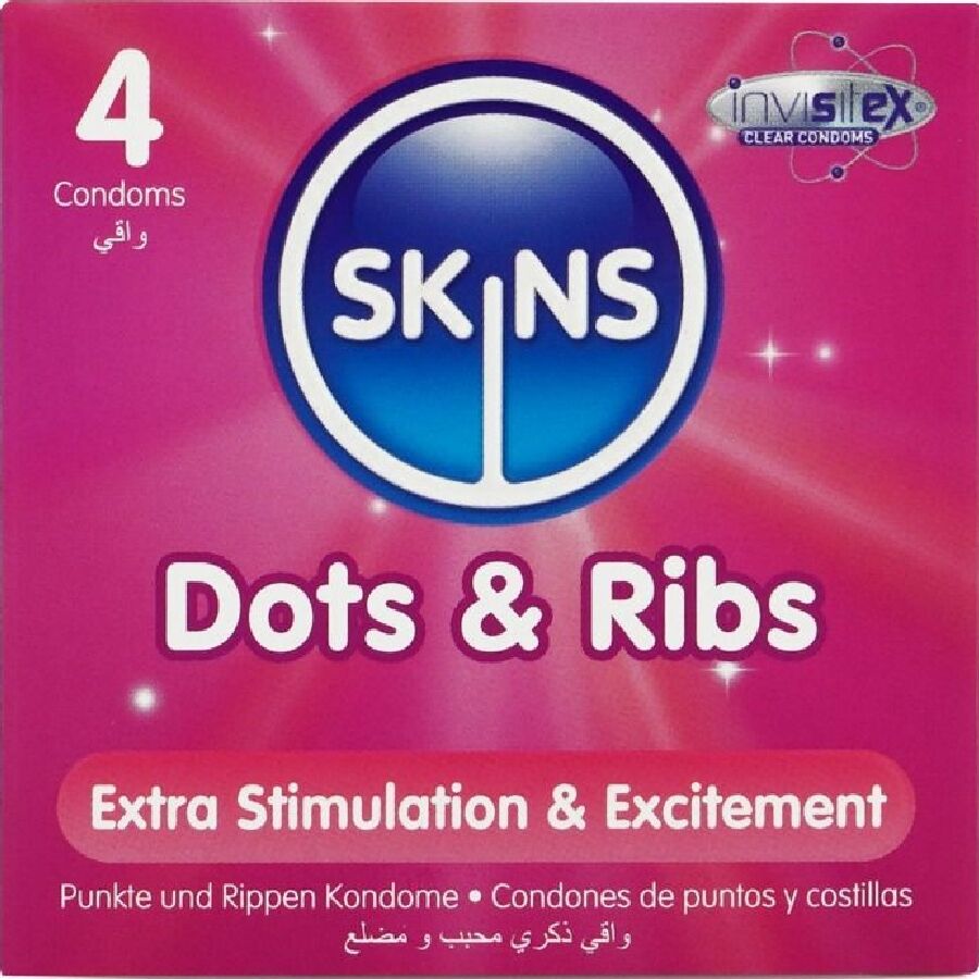 SKINS - DOTS & RIBS PREMIUM CONDOMS PACK 4 SKINS - DOTS & RIBS PREMIUM CONDOMS PACK 4