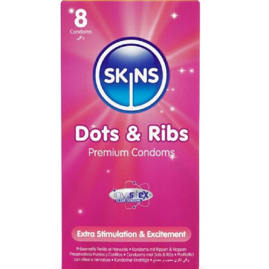 SKINS - DOTS & RIBS PREMIUM CONDOMS PACK 8 SKINS - DOTS & RIBS PREMIUM CONDOMS PACK 8