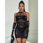SUBBLIME - 952235 FISHNET DRESS WITH RHINESTONES BLACK ONE SIZE - Bild 6