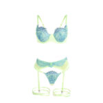 SUBBLIME - 955311 SET OF BRA WITH LACE AND GARTER LINES GREEN AND BLUE S/M - Bild 7