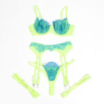 SUBBLIME - 955311 SET OF BRA WITH LACE AND GARTER LINES GREEN AND BLUE S/M - Bild 6