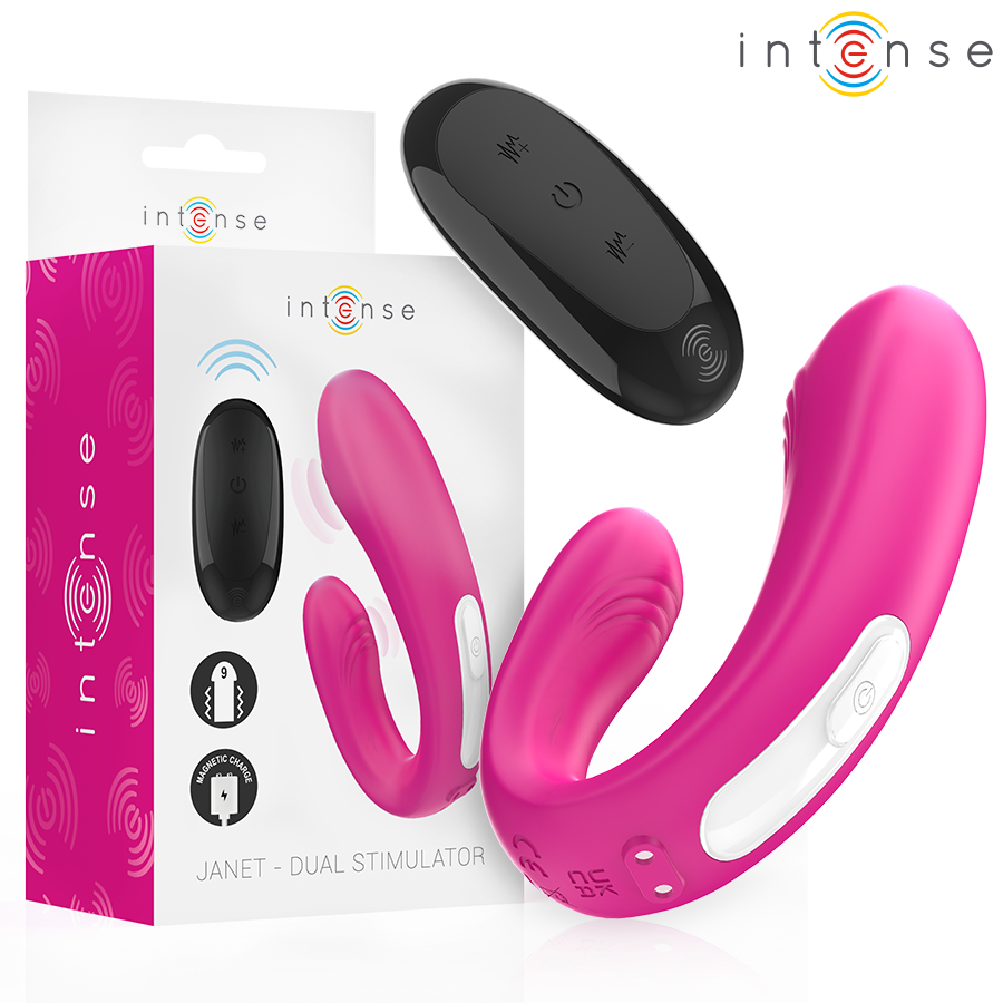 img_206372_a3adbccc109dfeb4ab79e76882ea925e_1 INTENSE - JANET DUAL U-SHAPED STIMULATOR AND VIBRATOR WITH REMOTE CONTROL PINK - Bild 1