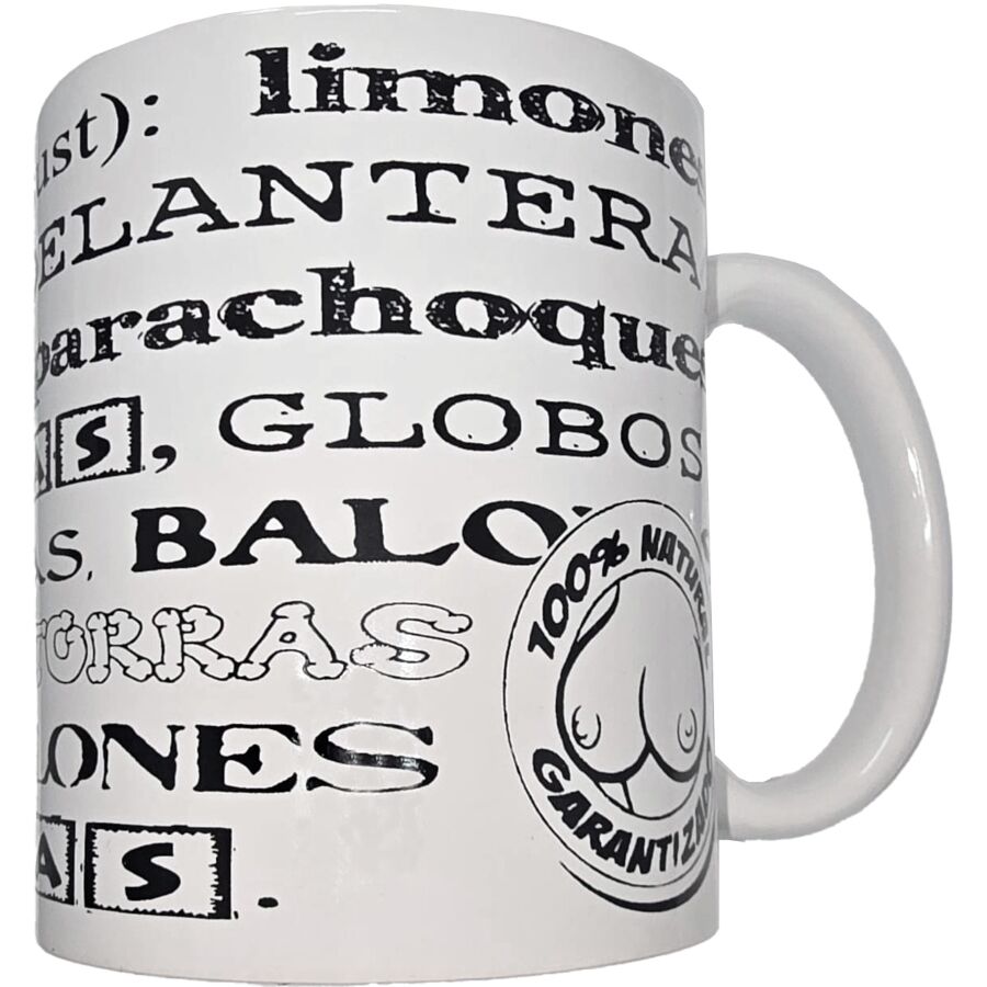 img_216765_6922c907a916e885147122a529759734_1 DIABLO PICANTE - WHITE MUG WITH BOOB SYNONYMS 370 ML - Bild 1