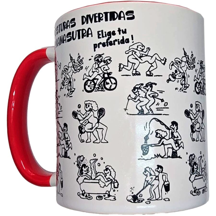img_216769_7b43dfcd937da6c1c70f18852a3948ad_1 DIABLO PICANTE - WHITE KAMASUTRA POSITIONS MUG WITH RED HANDLE 370 ML - Bild 1