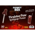 DIABLO GOLOSO - 50 PENIS LOLLIPOPS RON COLA FLAVOR 10% ALCOHOL