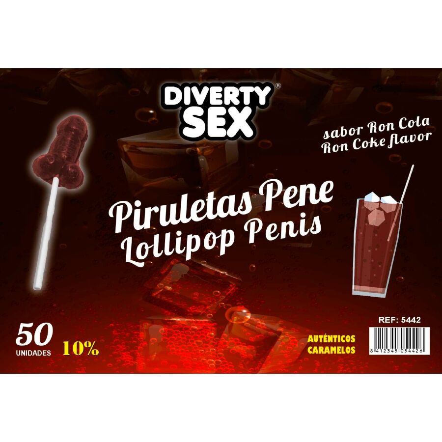 img_216777_60e5d24d784f6e13d0f28c42e991c5f4_1 DIABLO GOLOSO - 50 PENIS LOLLIPOPS RON COLA FLAVOR 10% ALCOHOL - Bild 1