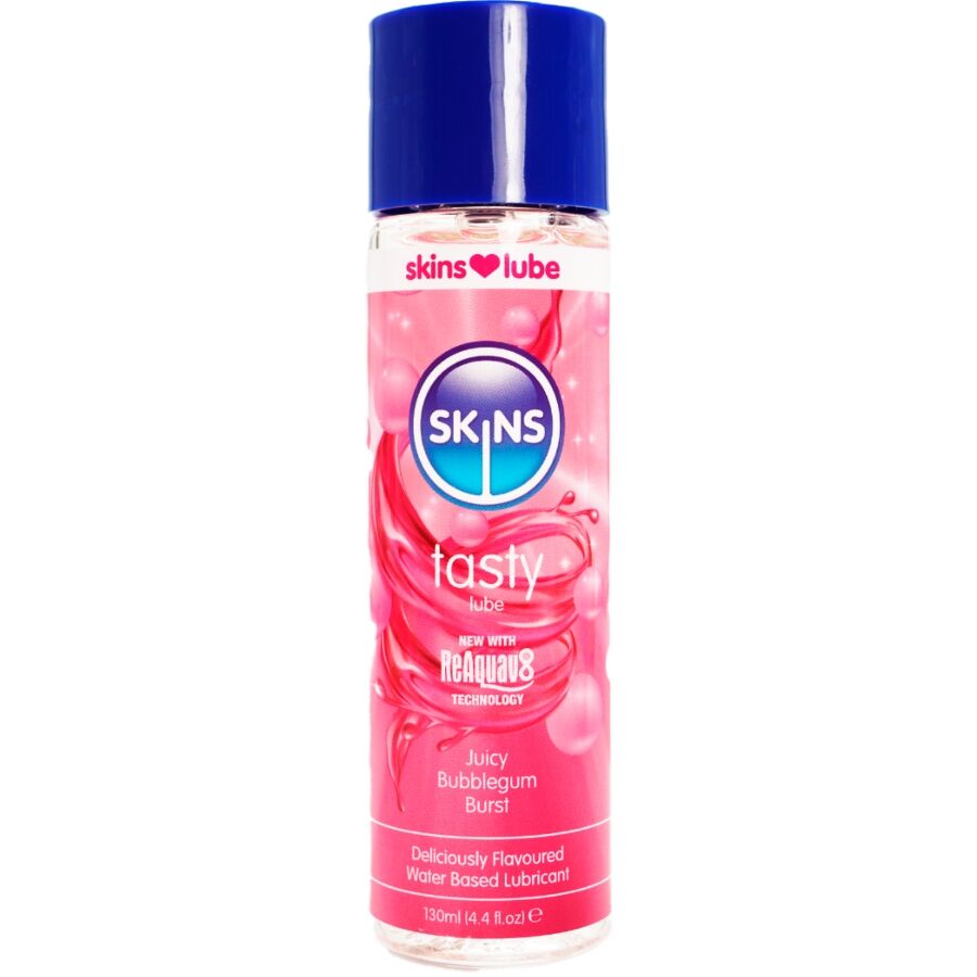img_217190_0d6ae2bab8e3dea2e81feb5eef75457a_1 SKINS - TASTY WATER-BASED LUBRICANT BUBBLEGUM 130 ML - Bild 1