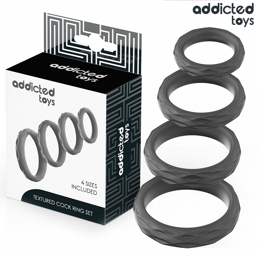 img_218849_aded52283bd550e349a495cbce01469b_1 ADDICTED TOYS - TEXTURED COCK RING SET 4 SIZES - Bild 1